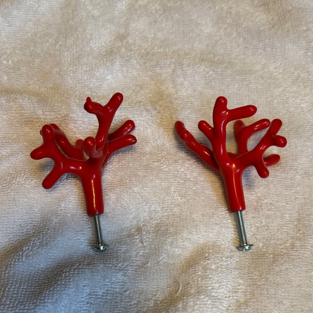 Anthropologie Red Coral Branch Drawer Pulls - Pair - Picture 1 of 2